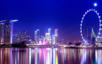 摩天輪圖片壁紙之新加坡美麗的夜色高清大圖預(yù)覽1920&times;1200_風(fēng)景壁紙下載